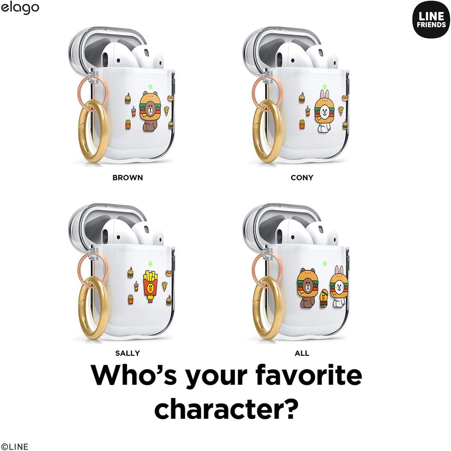 LINE FRIENDS | elago Burger Time Clear Case for AirPods 1 & 2 [4 Styles]