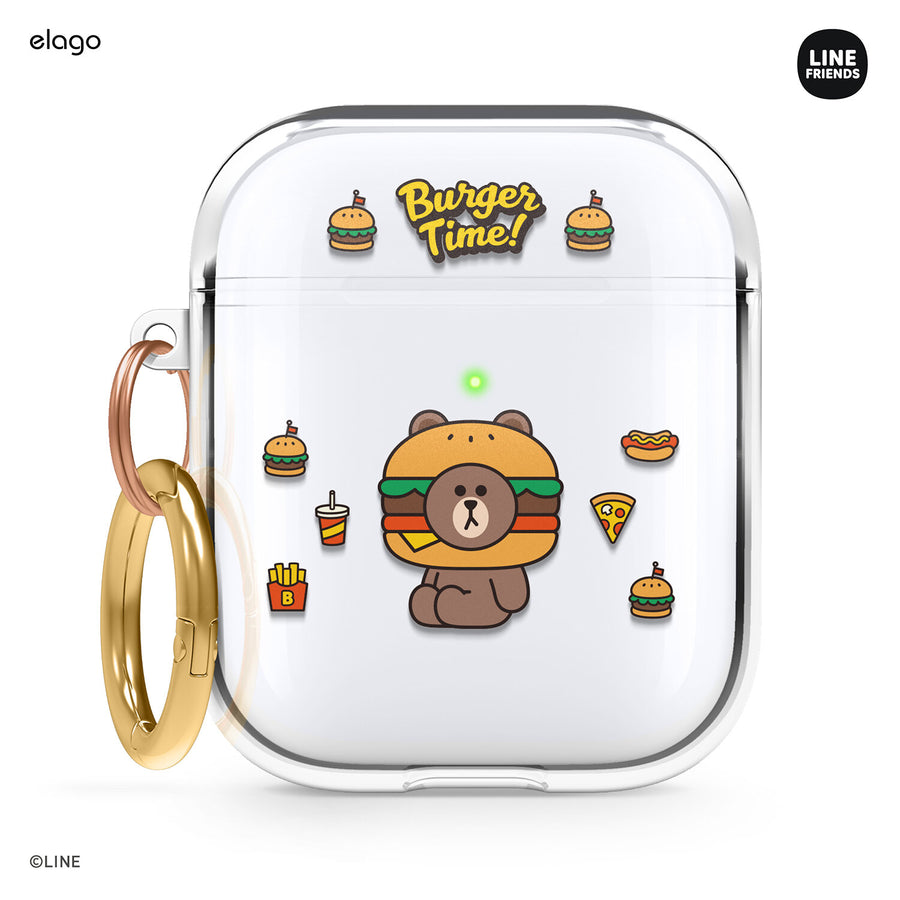 LINE FRIENDS | elago Burger Time Clear Case for AirPods 1 & 2 [4 Styles]